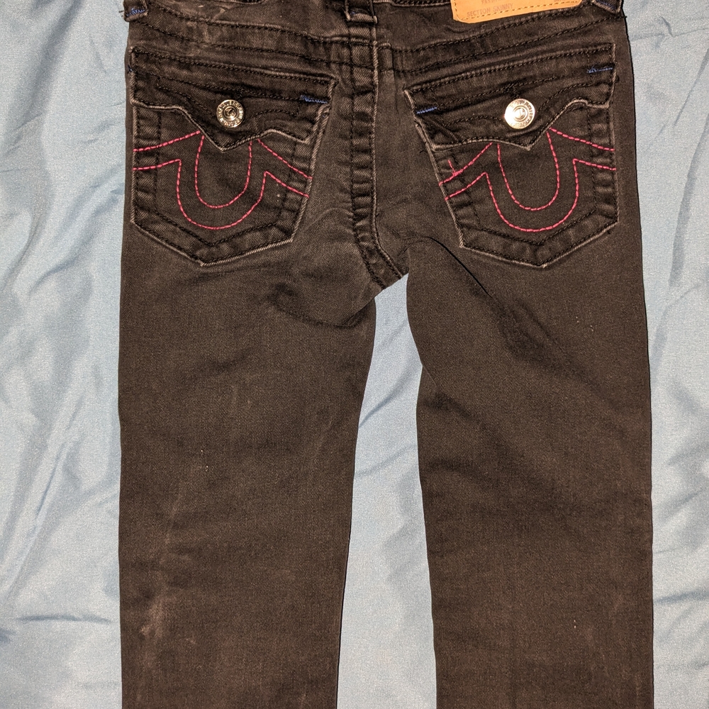 True Religion Black Jeans With Brand Logo Stitched On Nack Pockets